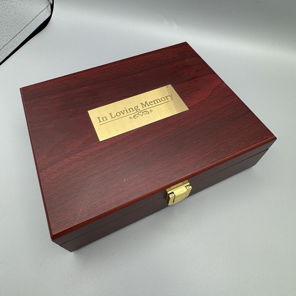 Vtg In Loving Memory Wood Keepsake Trinket Photo Memorial Box Home Accent Decor